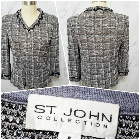 St. John Collection Jackets & Blazers - St. John Collection | Tweed Sparkle Gold Blazer